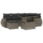 Set Divani da Giardino 7 pz con Cuscini Grigio in Polyrattan