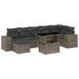 Set Divano da Giardino 8 pz con Cuscini Grigio in Polyrattan