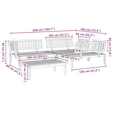 Set Divano Pallet da Giardino 4 pz in Legno Massello di Acacia