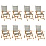 Sedie Giardino Reclinabili 8pz Grigie Polyrattan Legno Massello