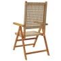 Sedie Giardino Reclinabili 6pz Beige Polyrattan Legno Massello