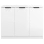 Credenza Bianco Lucido 90,5x30x70 cm in Legno Multistrato