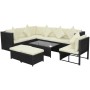 Set Mobili da Giardino con Cuscini 8 pz in Polyrattan Nero