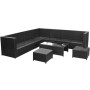 Set Mobili da Giardino con Cuscini 8 pz in Polyrattan Nero