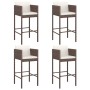 Sgabelli da Bar 4 pz con Cuscini Marroni in Polyrattan