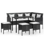 Set Divano a L con Cuscini 5 pz Nero in Polyrattan