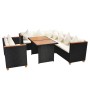 Set Divani da Giardino 5 pz con Cuscini in Polyrattan Nero