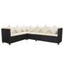 Set Divani da Giardino 5 pz con Cuscini in Polyrattan Nero