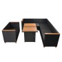 Set Divani da Giardino 5 pz con Cuscini in Polyrattan Nero