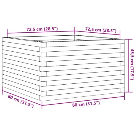 Fioriera Giardino Marrone Cera 80x80x45,5cm Legno Massello Pino