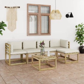 Set Salotto Giardino con Cuscini 6 pz in Pino Impregnato