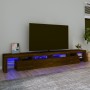 Mobile Porta TV con Luci LED Rovere Marrone 260x36,5x40 cm