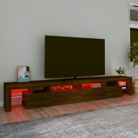 Mobile Porta TV con Luci LED Rovere Marrone 260x36,5x40 cm