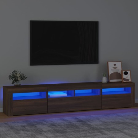 Mobile Porta TV con Luci LED Rovere Marrone 210x35x40 cm