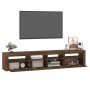 Mobile Porta TV con Luci LED Rovere Marrone 210x35x40 cm