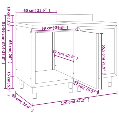 Mobiletto con Piano di Lavoro 120x60x96 cm in Acciaio Inox