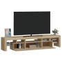 Mobile Porta TV con Luci LED Rovere Sonoma 200x36,5x40 cm