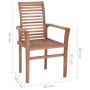 Sedie da Pranzo 4 pz con Cuscini Rosso Vino in Massello di Teak