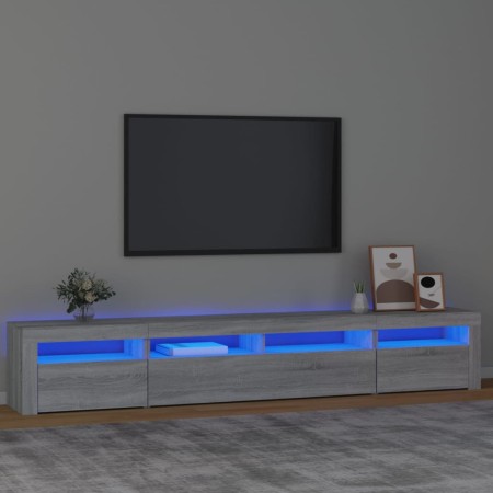 Mobile Porta TV con Luci LED Grigio Sonoma 240x35x40 cm