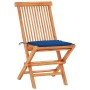 Set da Bistrot 3 pz con Cuscini Blu Reale in Massello di Teak