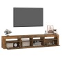 Mobile Porta TV con Luci LED Rovere Fumo 210x35x40 cm