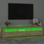 Mobile Porta TV con Luci LED Rovere Sonoma 180x35x40 cm