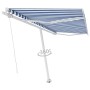 Tenda Retrattile Manuale Autoportante 450x300 cm Blu Bianca