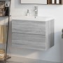 Mobile Bagno e Lavabo Integrato Grigio Sonoma Legno Multistrato