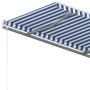 Tenda da Sole Retrattile Manuale con Pali 4x3,5 m Blu e Bianca