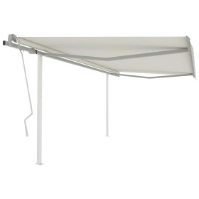 Tenda da Sole Retrattile Manuale con Pali 4,5x3,5 m Crema