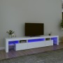 Mobile Porta TV con Luci LED Bianco 215x36,5x40 cm