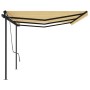 Tenda da Sole Retrattile Manuale con Pali 6x3 m Gialla Bianca