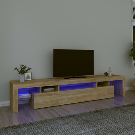 Mobile Porta TV con Luci LED Rovere Sonoma 215x36,5x40 cm