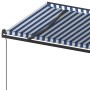 Tenda da Sole Retrattile Manuale con Pali 6x3,5 m Blu e Bianca