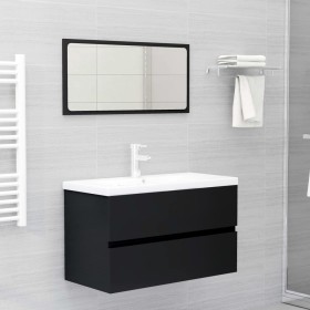 Set Mobili da Bagno Nero in Truciolato