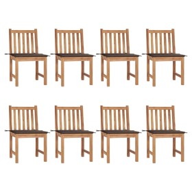 Sedie da Giardino con Cuscini 8 pz in Legno Massello di Teak