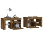 Comodini 2 pz con Luci LED Rovere Fumo 70x36,5x40 cm