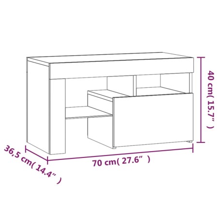 Comodini 2 pz con Luci LED Rovere Fumo 70x36,5x40 cm