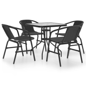 Set Mobili da Pranzo per Giardino 5 pz Nero