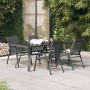 Set da Pranzo da Giardino 5 pz Grigio e Nero