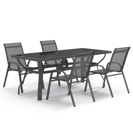 Set da Pranzo da Giardino 5 pz Grigio e Nero