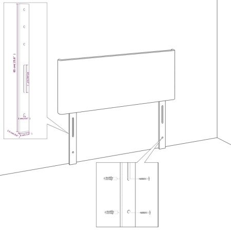 Testiera ad Orecchio Grigio 203x16x78/88 cm in Similpelle