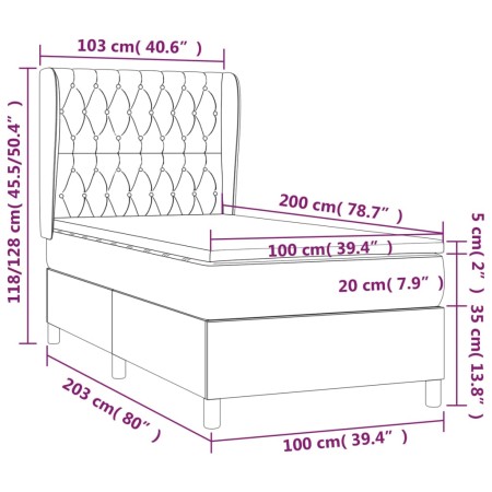 Giroletto a Molle con Materasso Crema 100x200 cm in Tessuto