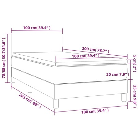 Giroletto Molle con Materasso e LED Bianco 100x200cm Similpelle