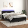 Letto a Molle con Materasso e LED Nero 140x190 cm in Velluto