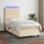 Letto a Molle con Materasso e LED Crema 100x200cm in Tessuto