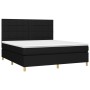 Letto a Molle con Materasso e LED Nero 160x200 cm in Tessuto