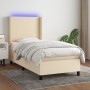 Letto a Molle con Materasso e LED Crema 100x200cm in Tessuto