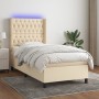 Letto a Molle con Materasso e LED Crema 100x200cm in Tessuto