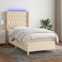 Letto a Molle con Materasso e LED Crema 100x200cm in Tessuto